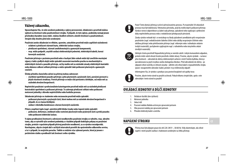 Ovládací jednotky a dílčí jednotky, Napájení strojku, Vážený zákazníku | Dyras HRG-1000 User Manual | Page 14 / 25