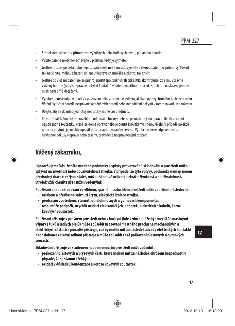 Vážený zákazníku, Ppm-227 | Dyras PPM-227 User Manual | Page 17 / 33