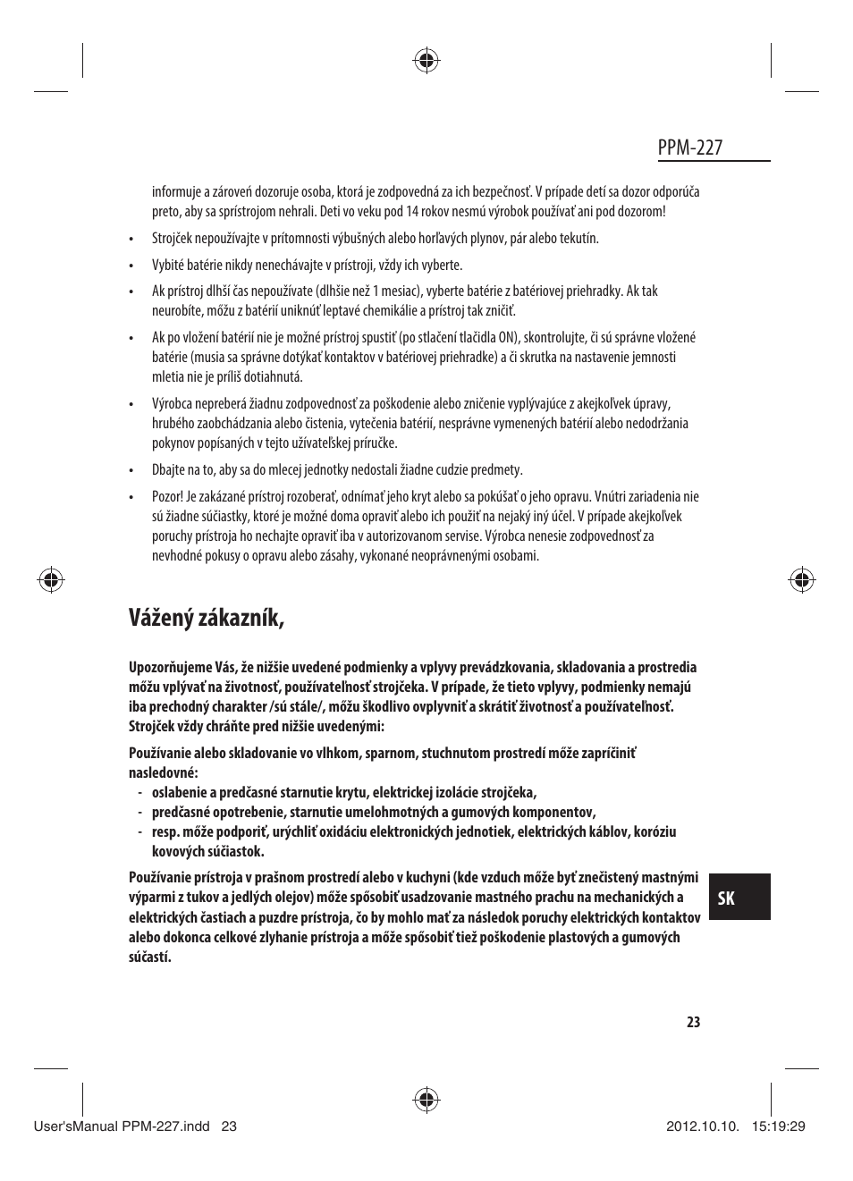 Vážený zákazník, Ppm-227 | Dyras PPM-227 User Manual | Page 23 / 33