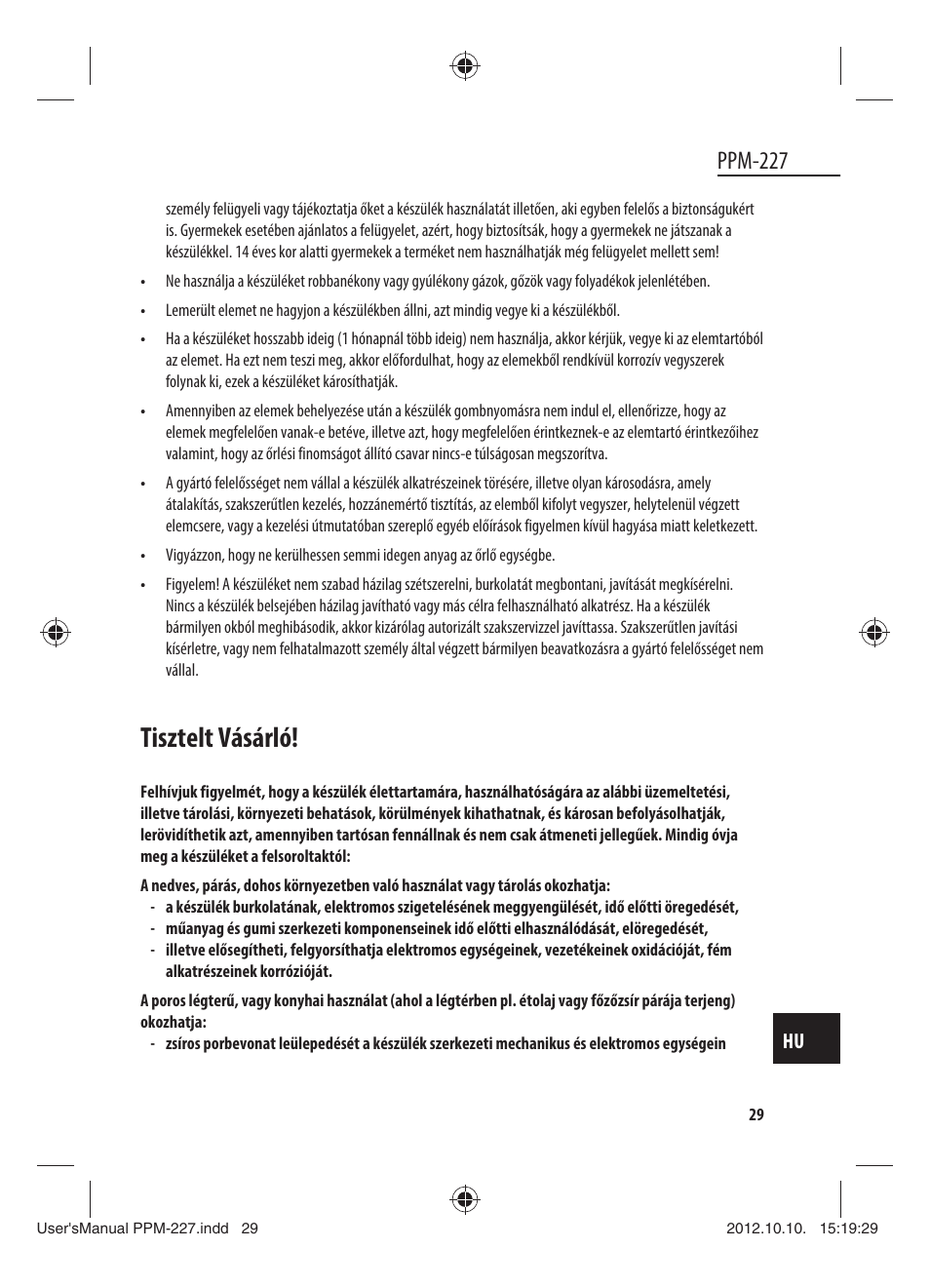 Tisztelt vásárló, Ppm-227 | Dyras PPM-227 User Manual | Page 29 / 33
