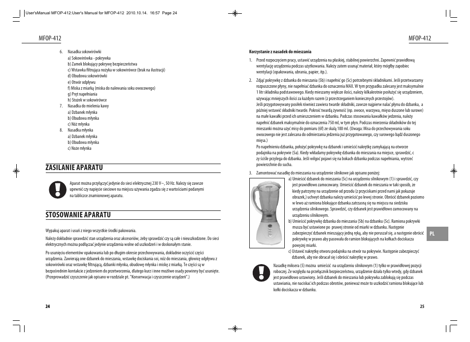 Zasilanie aparatu, Stosowanie aparatu | Dyras MFOP-412 User Manual | Page 13 / 41