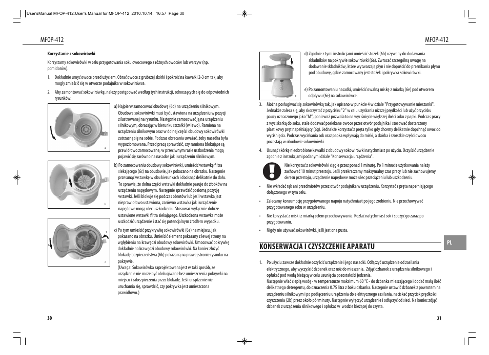Konserwacja i czyszczenie aparatu, Mfop-412 | Dyras MFOP-412 User Manual | Page 16 / 41