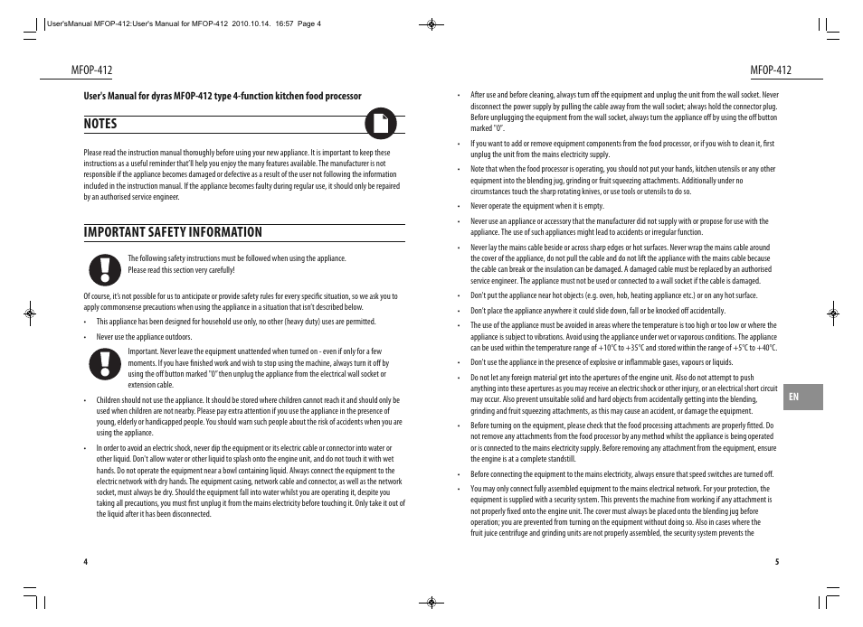 Important safety information, Mfop-412 | Dyras MFOP-412 User Manual | Page 3 / 41