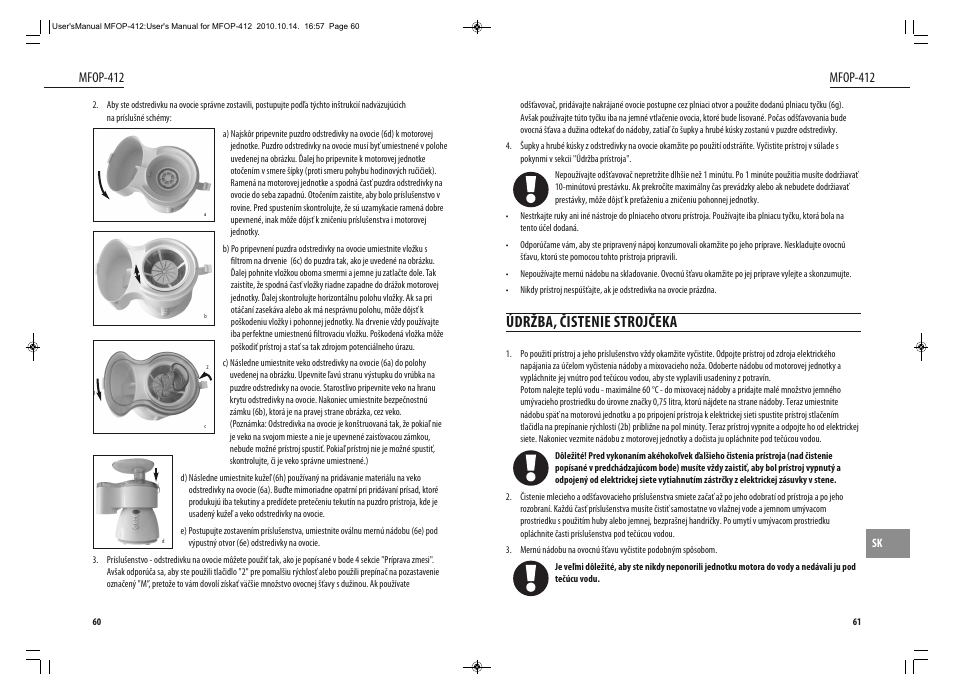 Údržba, čistenie strojčeka, Mfop-412 | Dyras MFOP-412 User Manual | Page 31 / 41