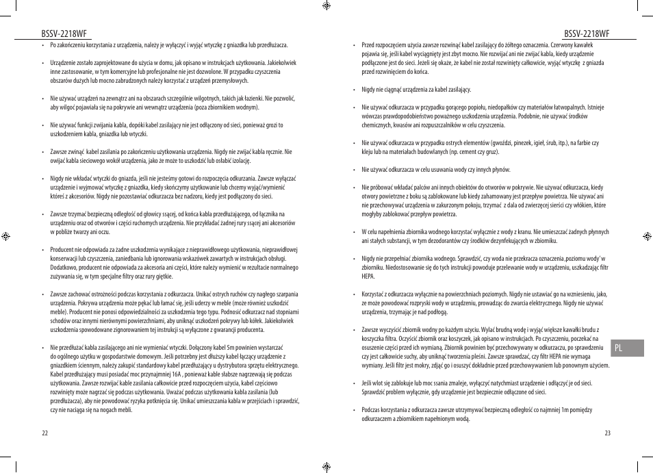 Bssv-2218wf, Bssv-2218wf pl | Dyras BSSV-2218WF User Manual | Page 12 / 39