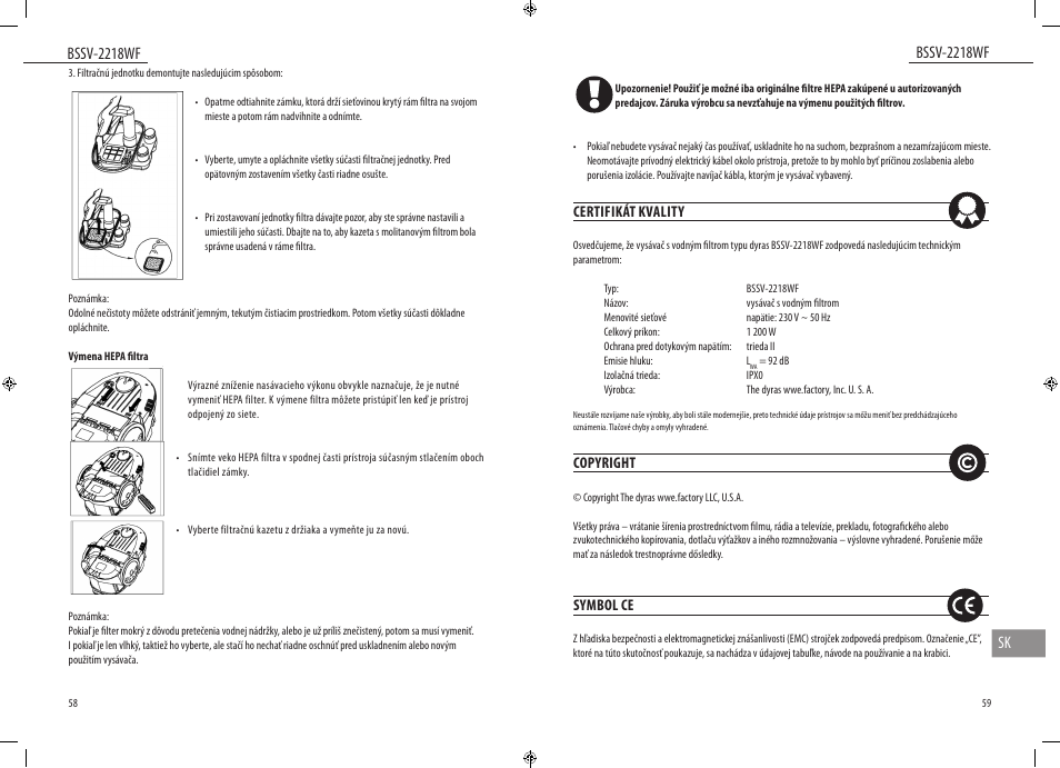 Bssv-2218wf, Bssv-2218wf sk | Dyras BSSV-2218WF User Manual | Page 30 / 39