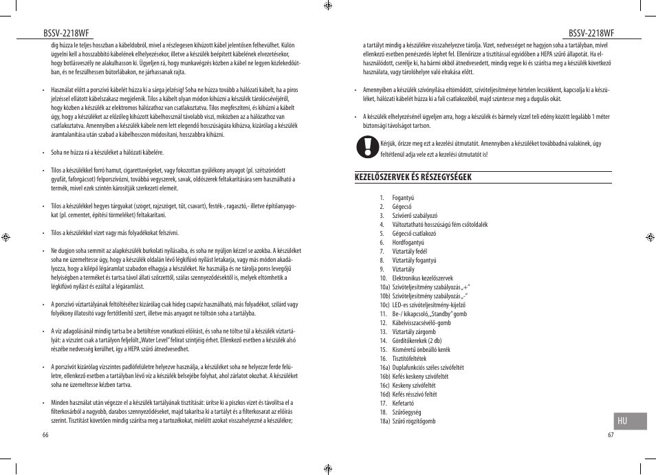 Bssv-2218wf, Bssv-2218wf hu | Dyras BSSV-2218WF User Manual | Page 34 / 39
