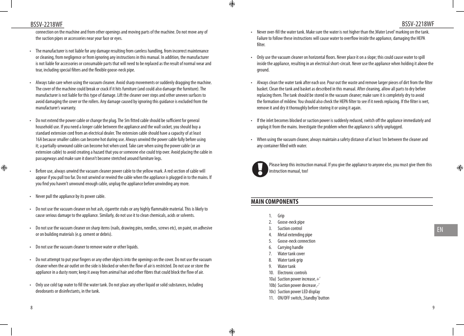 Dyras BSSV-2218WF User Manual | Page 5 / 39