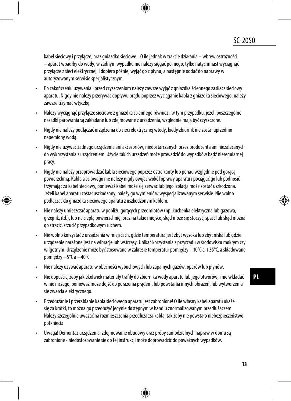 Sc-2050 | Dyras SC-2050 User Manual | Page 13 / 45