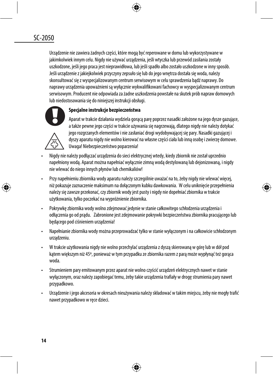 Sc-2050 | Dyras SC-2050 User Manual | Page 14 / 45