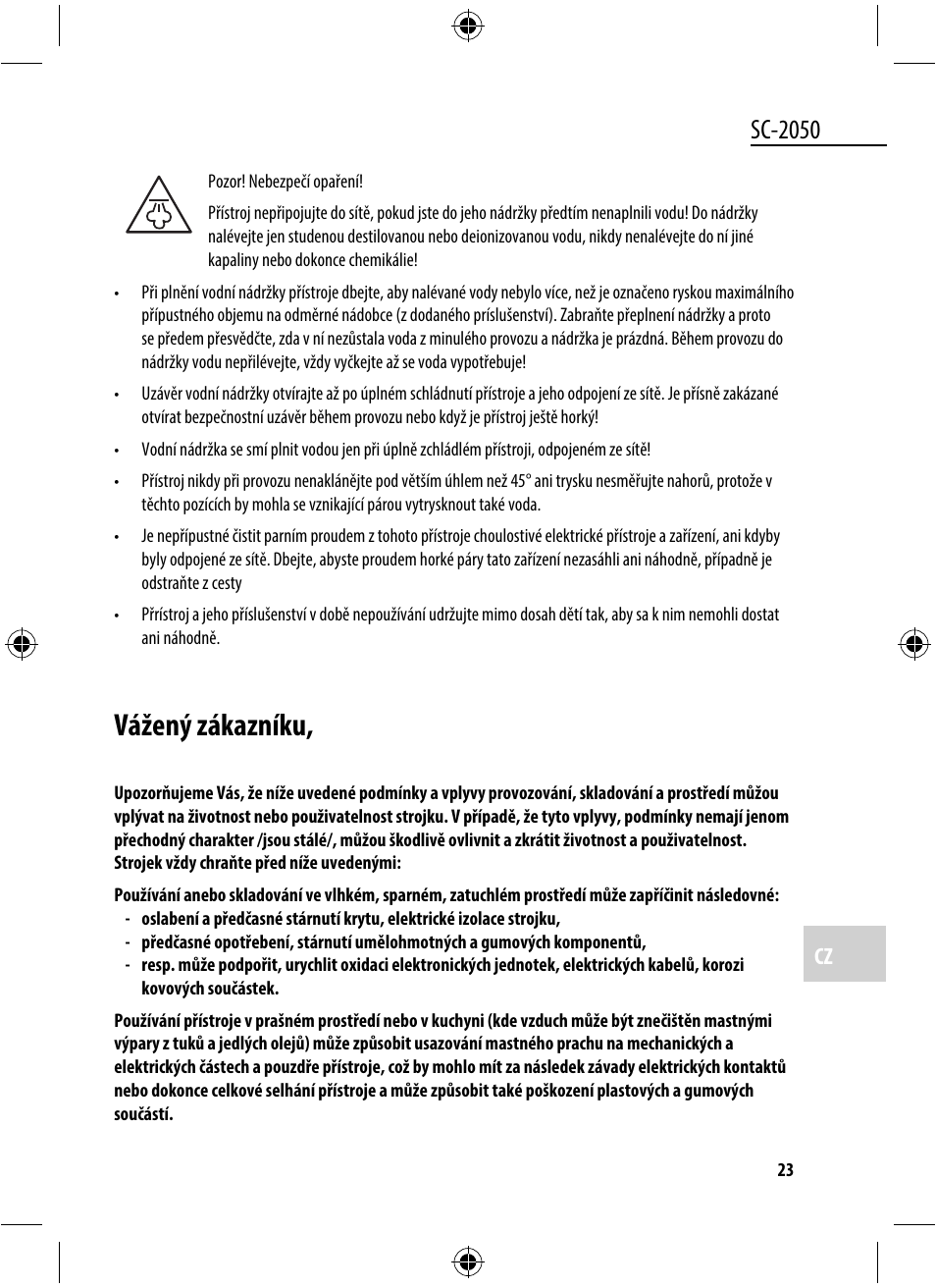 Vážený zákazníku, Sc-2050 | Dyras SC-2050 User Manual | Page 23 / 45