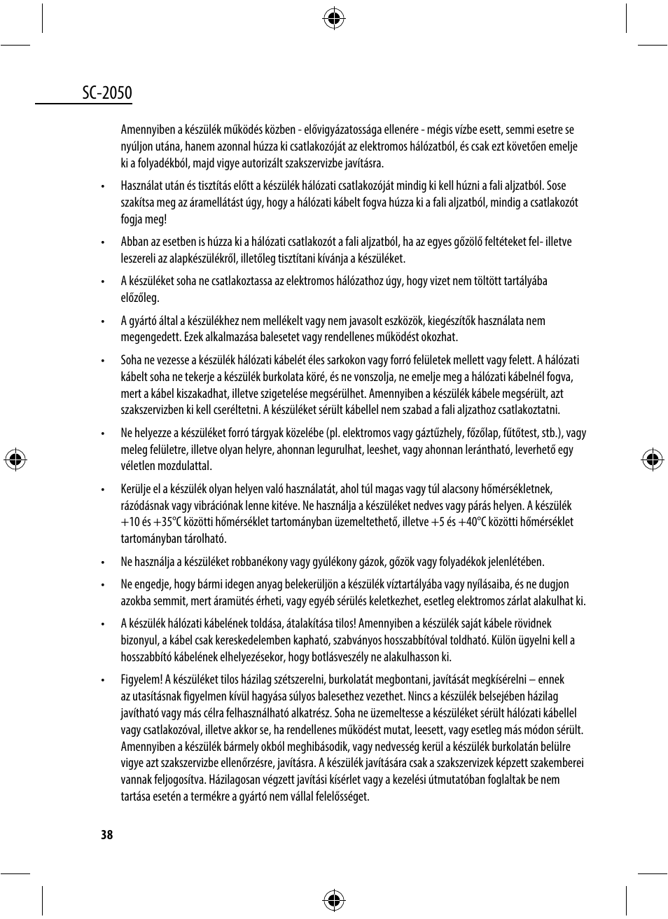 Sc-2050 | Dyras SC-2050 User Manual | Page 38 / 45