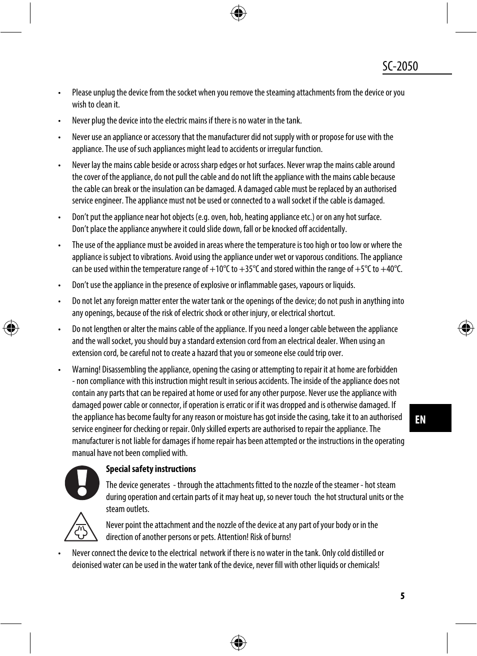 Sc-2050 | Dyras SC-2050 User Manual | Page 5 / 45