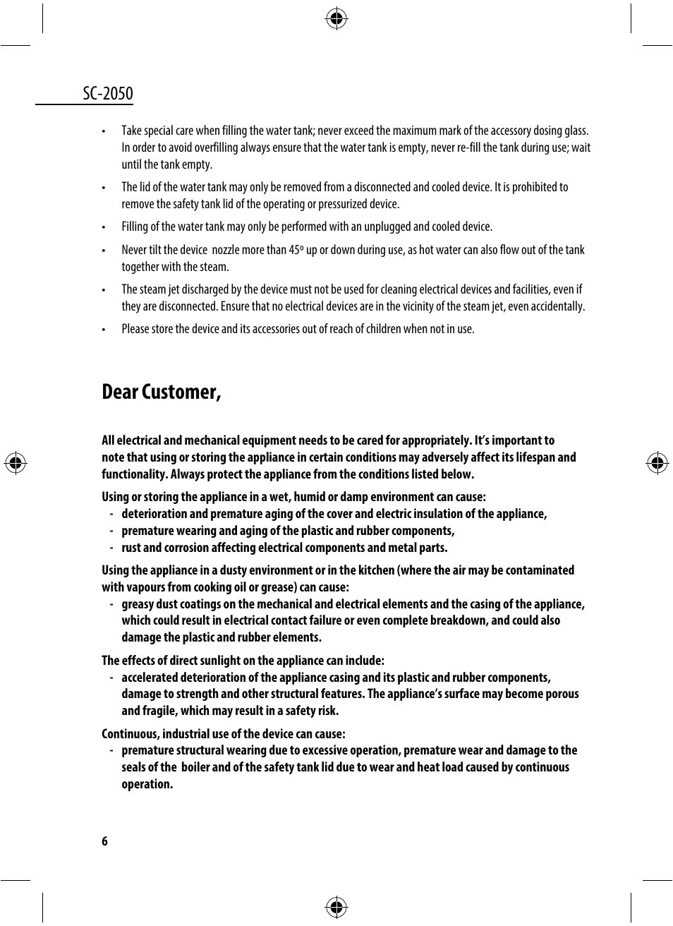 Dear customer, Sc-2050 | Dyras SC-2050 User Manual | Page 6 / 45