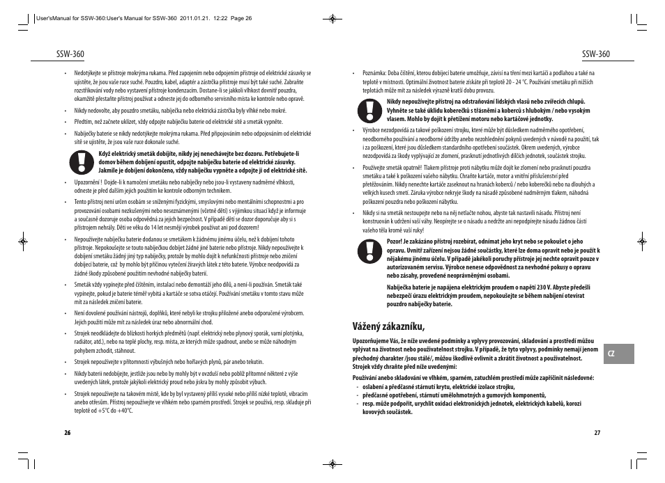 Vážený zákazníku, Ssw-360 | Dyras SSW-360 User Manual | Page 14 / 29