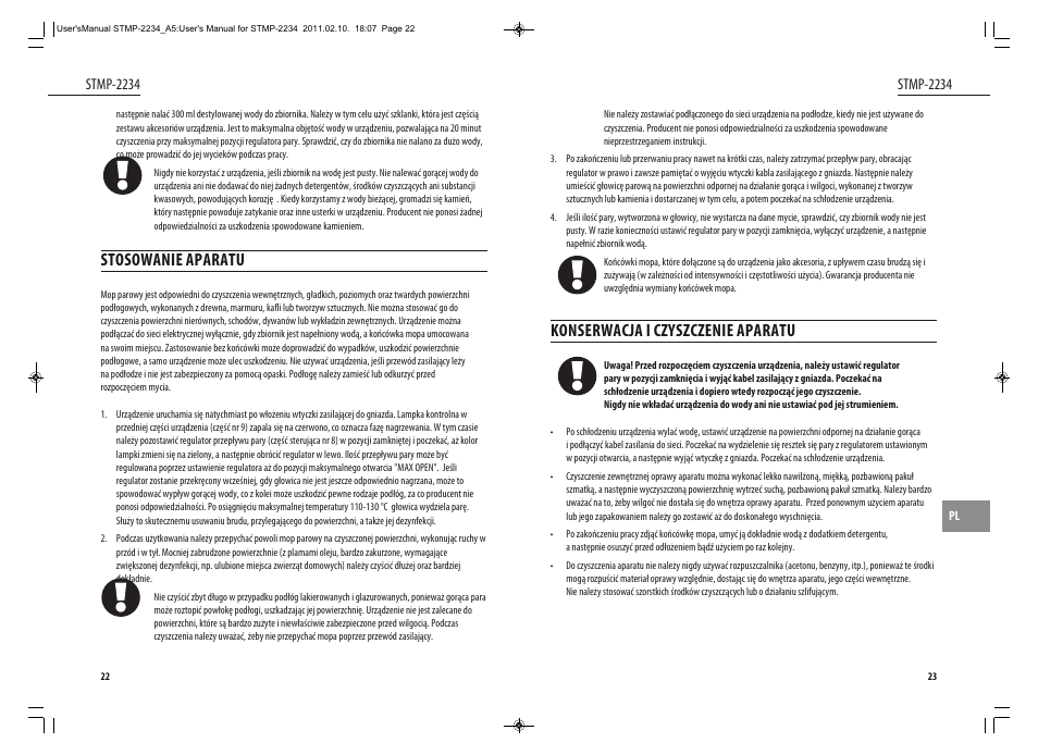 Konserwacja i czyszczenie aparatu, Stosowanie aparatu | Dyras STMP-2234 User Manual | Page 12 / 31