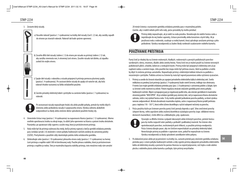 Používanie prístroja, Stmp-2234 | Dyras STMP-2234 User Manual | Page 23 / 31