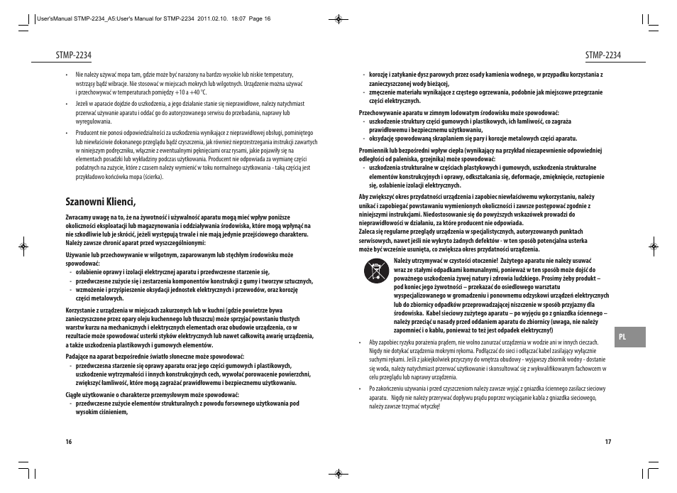 Szanowni klienci, Stmp-2234 | Dyras STMP-2234 User Manual | Page 9 / 31
