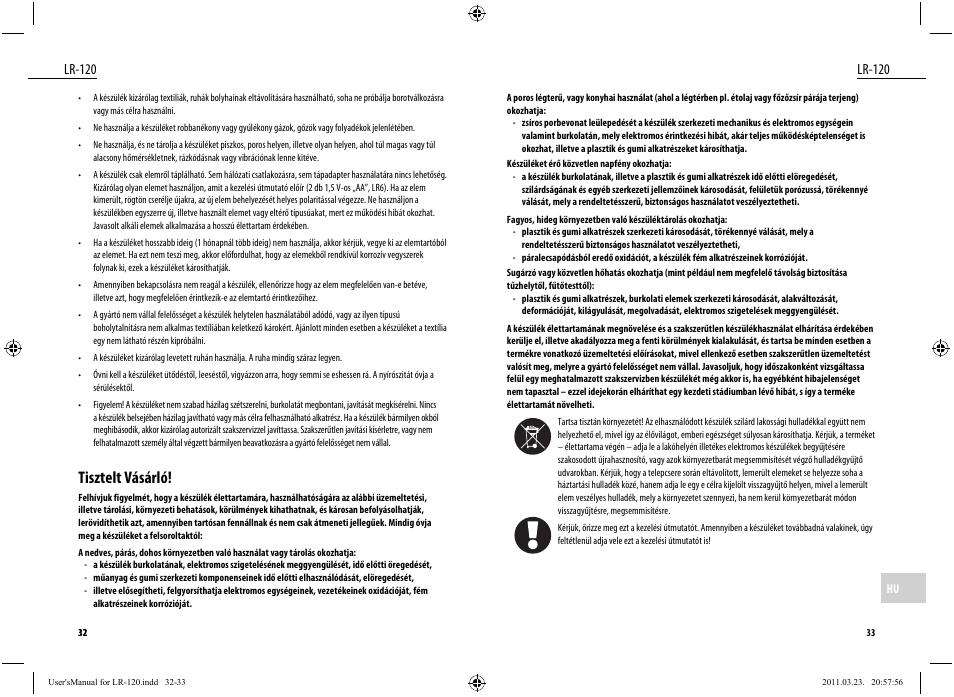 Tisztelt vásárló, Lr-120 | Dyras LR-120 User Manual | Page 17 / 19