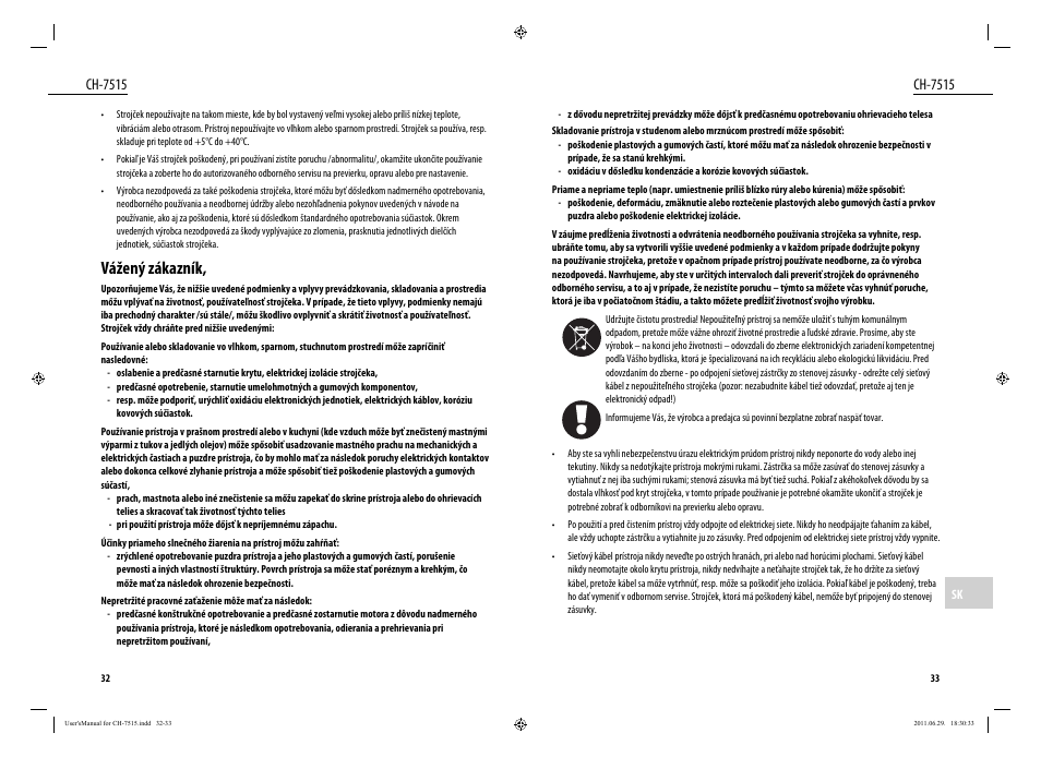Vážený zákazník, Ch-7515 | Dyras CH-7515 User Manual | Page 17 / 25