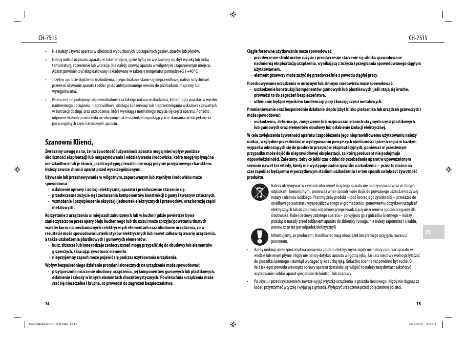 Szanowni klienci, Ch-7515 | Dyras CH-7515 User Manual | Page 8 / 25