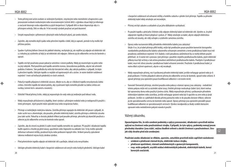 Hgh-8002, Hgh-8002 cz, Vážený zákazníku | Dyras HGH-8002 User Manual | Page 11 / 23