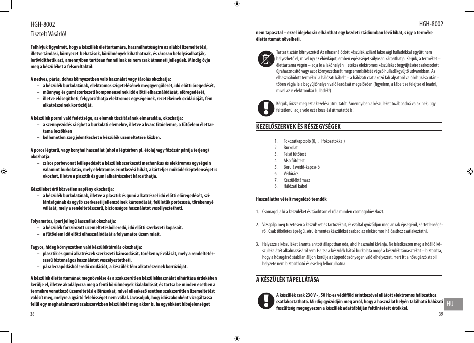 Hgh-8002, Hgh-8002 hu, Tisztelt vásárló | Dyras HGH-8002 User Manual | Page 20 / 23