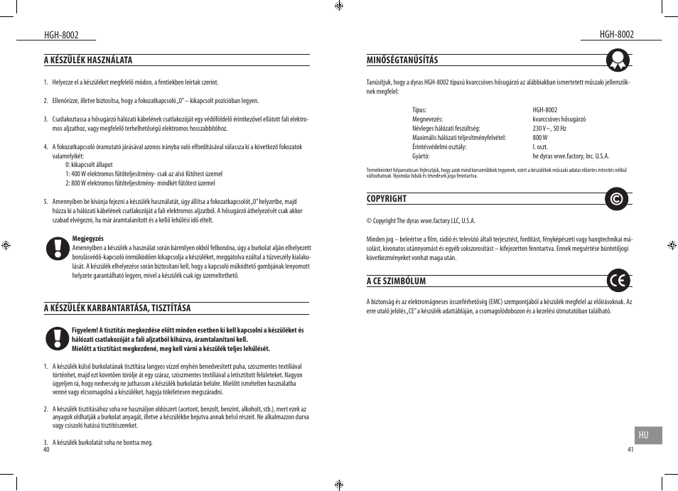 Dyras HGH-8002 User Manual | Page 21 / 23