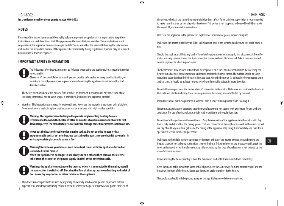 Dyras HGH-8002 User Manual | Page 3 / 23