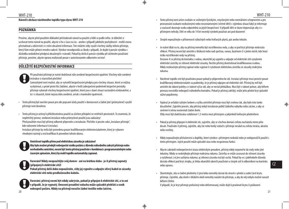 Wht-210, Wht-210 cz | Dyras WHT-210 User Manual | Page 11 / 23