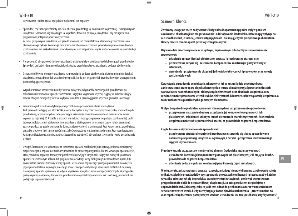 Wht-210, Wht-210 pl, Szanowni klienci | Dyras WHT-210 User Manual | Page 8 / 23