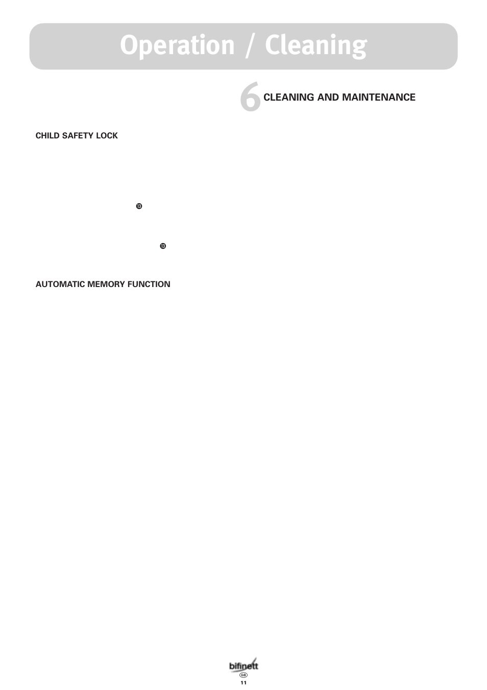 Operation / cleaning | Bifinett KH 1108 User Manual | Page 11 / 24