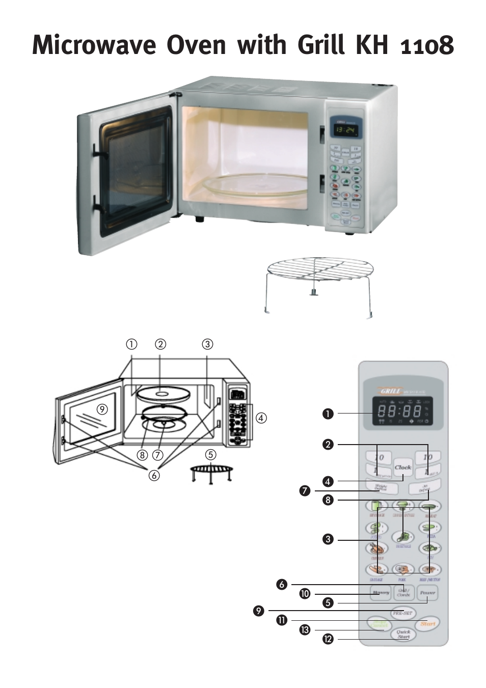 Microwave oven with grill kh 1108 | Bifinett KH 1108 User Manual | Page 3 / 24
