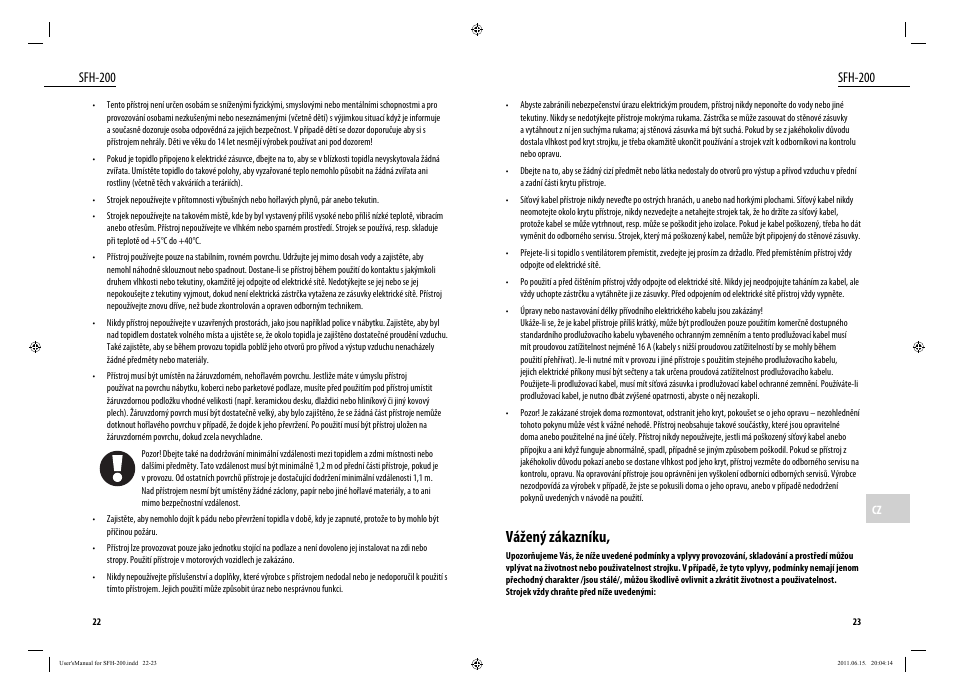 Vážený zákazníku, Sfh-200 | Dyras SFH-200 User Manual | Page 12 / 25
