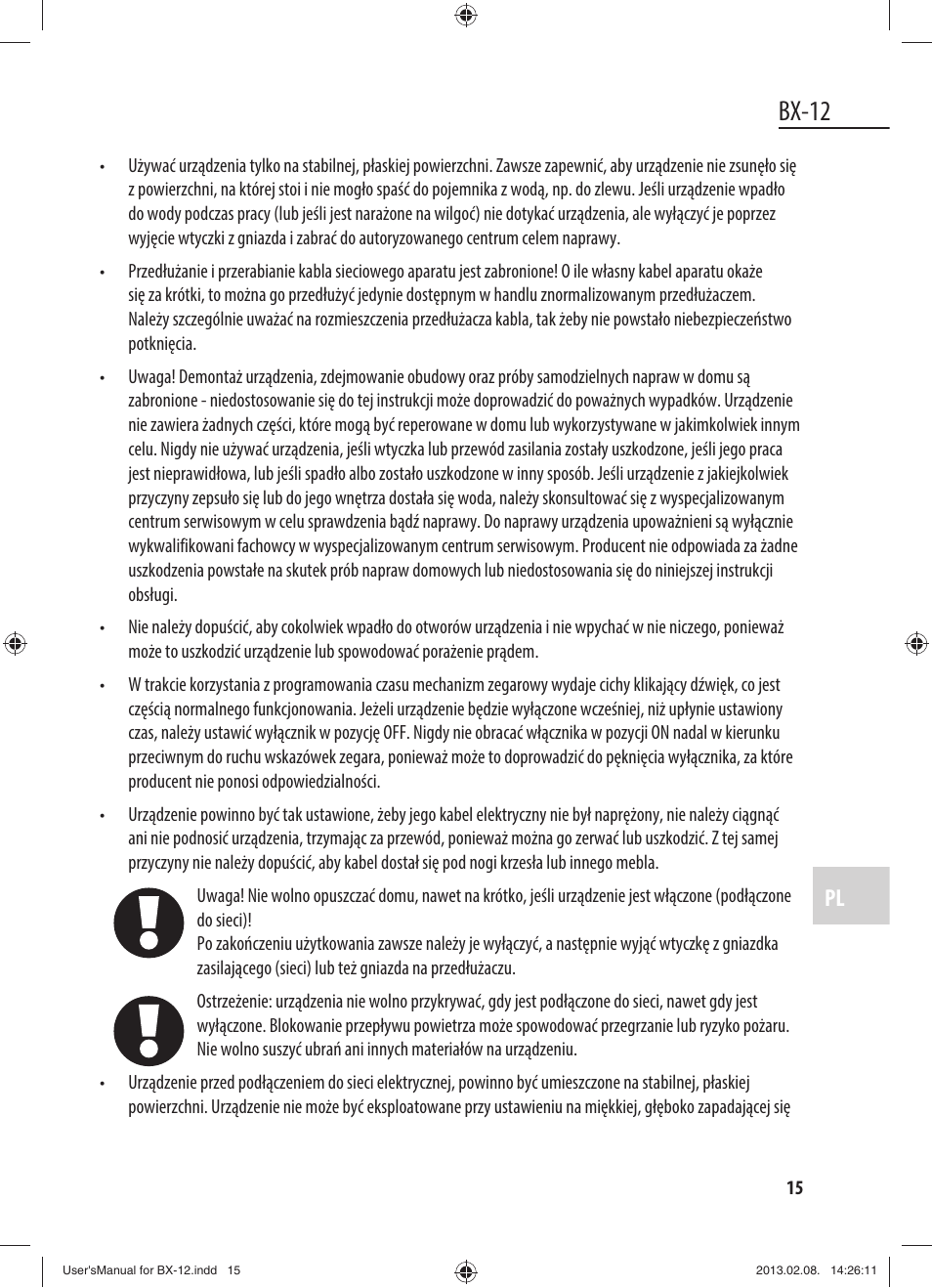 Bx-12 | Dyras BX-12 User Manual | Page 15 / 45