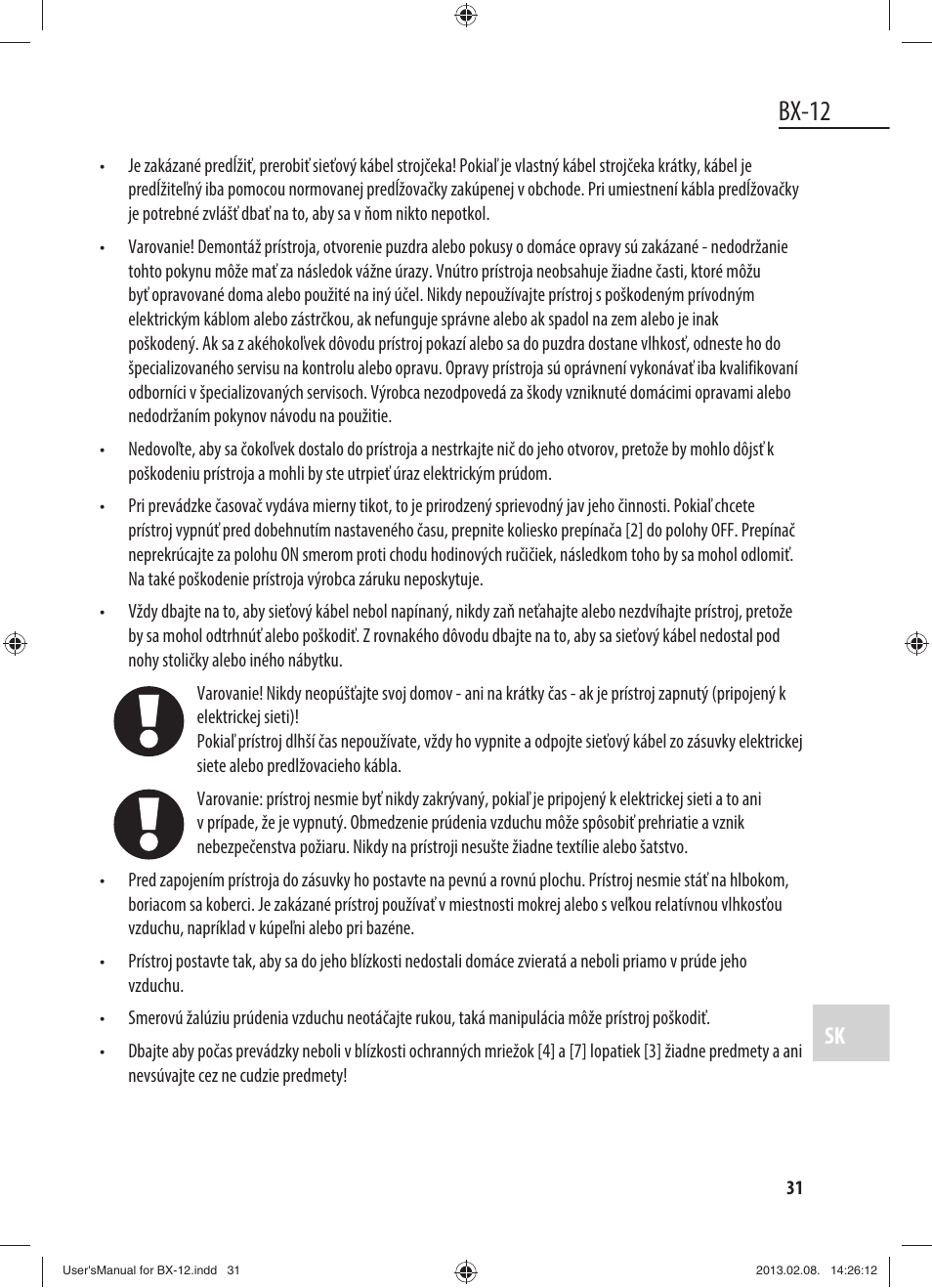 Bx-12 | Dyras BX-12 User Manual | Page 31 / 45