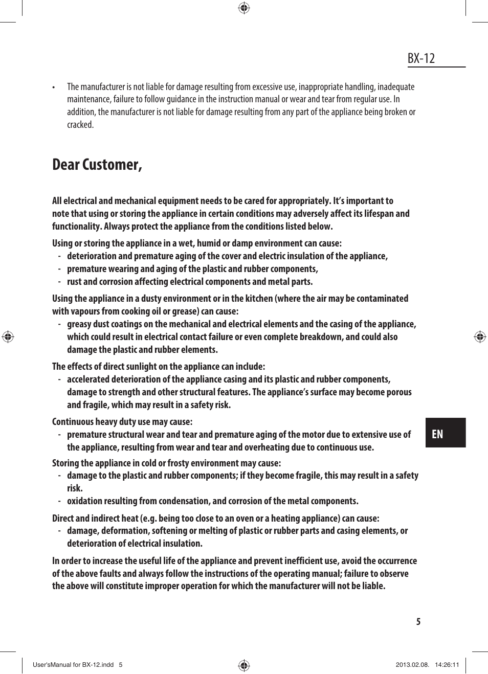 Dear customer, Bx-12 | Dyras BX-12 User Manual | Page 5 / 45