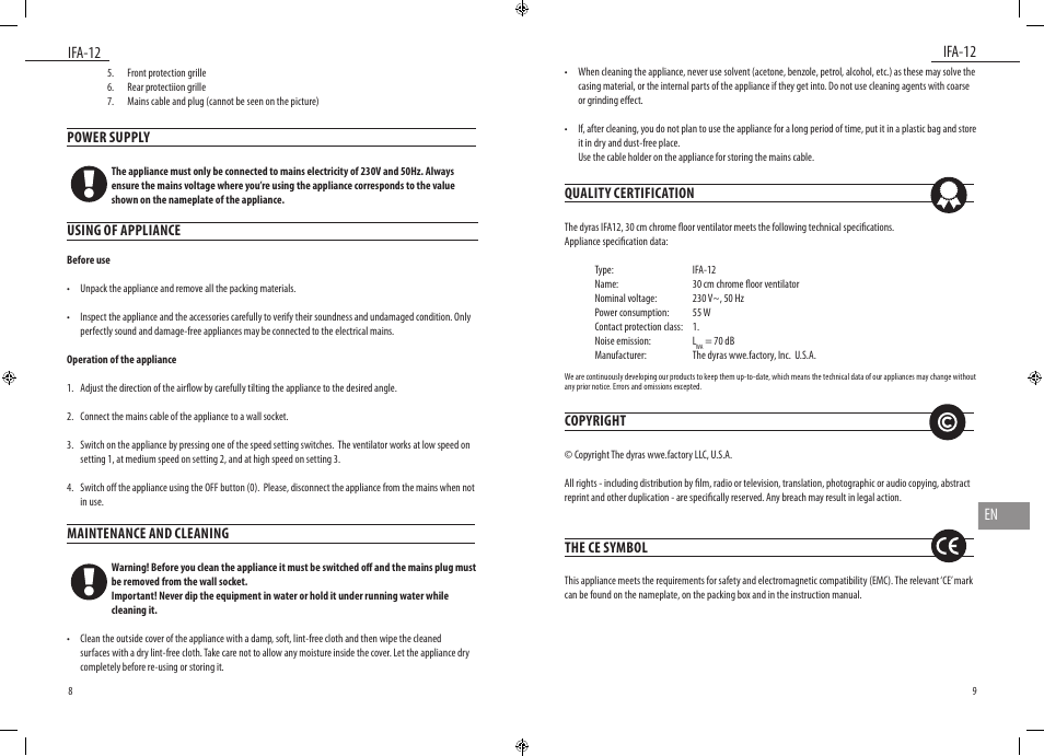 Dyras IFA-12 User Manual | Page 5 / 21