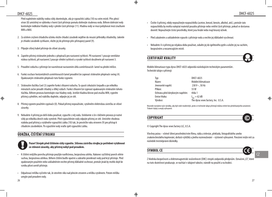 Dhcf-6025, Dhcf-6025 cz | Dyras DHCF-6025 User Manual | Page 14 / 23