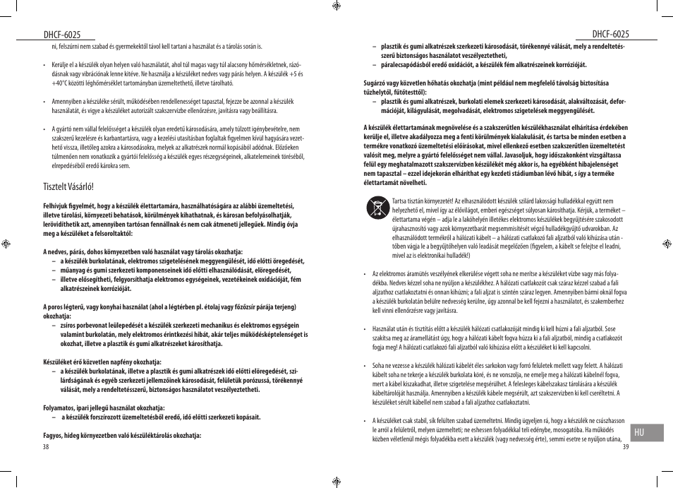 Dhcf-6025, Dhcf-6025 hu, Tisztelt vásárló | Dyras DHCF-6025 User Manual | Page 20 / 23
