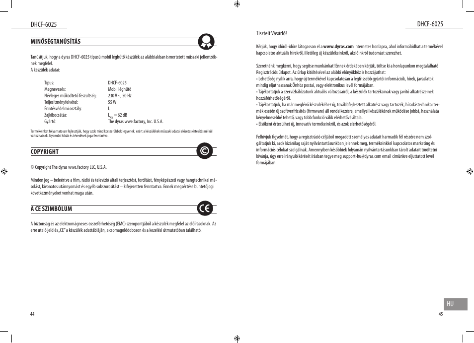 Dyras DHCF-6025 User Manual | Page 23 / 23