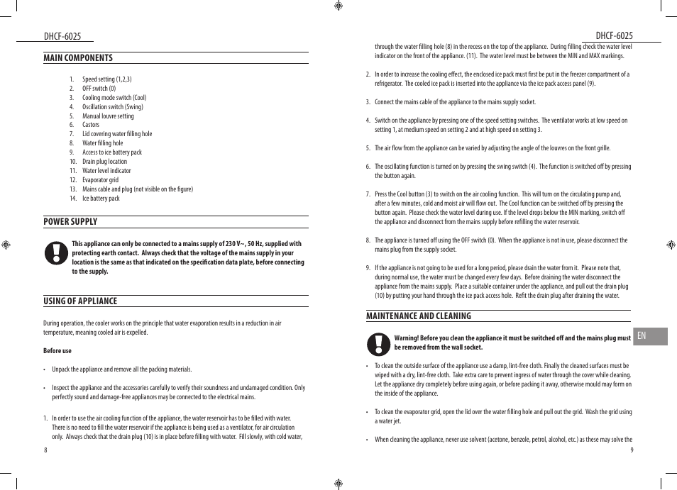 Dyras DHCF-6025 User Manual | Page 5 / 23