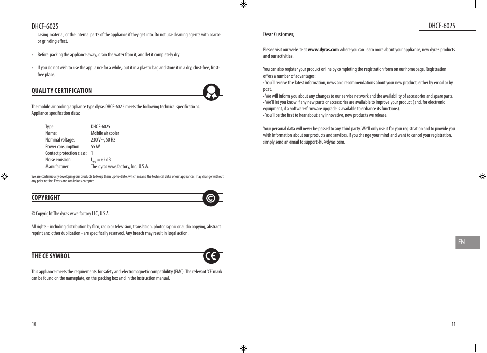 Dyras DHCF-6025 User Manual | Page 6 / 23