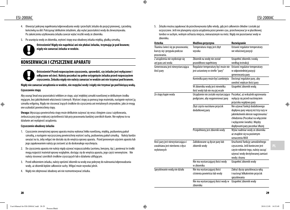 Konserwacja i czyszczenie aparatu, Esi-2000ac | Dyras ESI-2000AC User Manual | Page 15 / 39