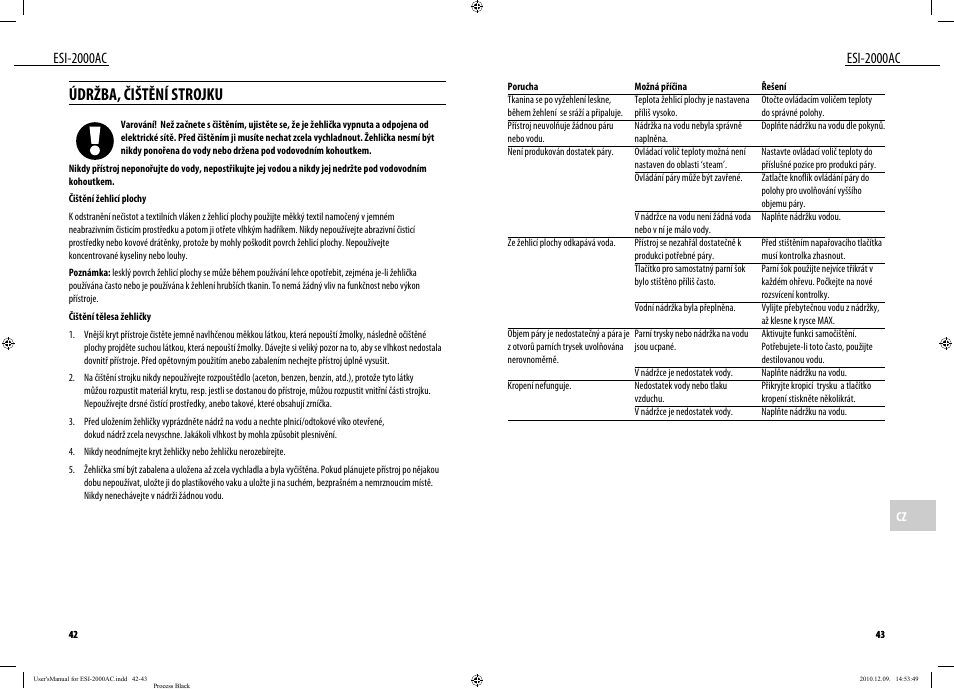 Údržba, čištění strojku, Esi-2000ac | Dyras ESI-2000AC User Manual | Page 22 / 39