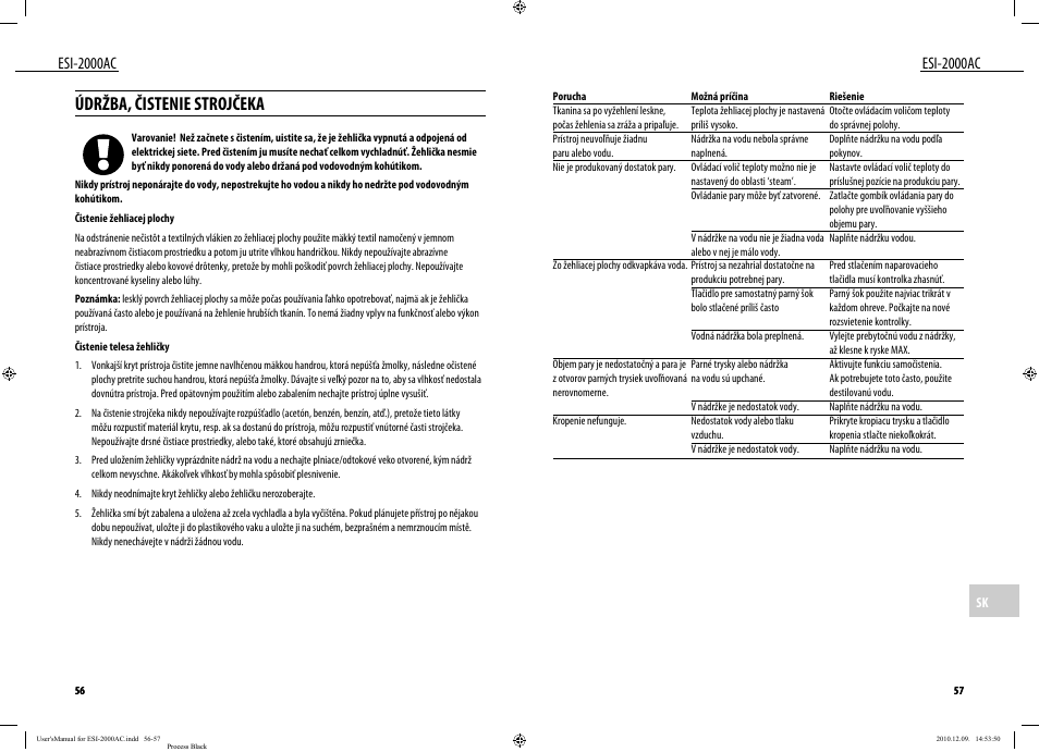 Údržba, čistenie strojčeka, Esi-2000ac | Dyras ESI-2000AC User Manual | Page 29 / 39