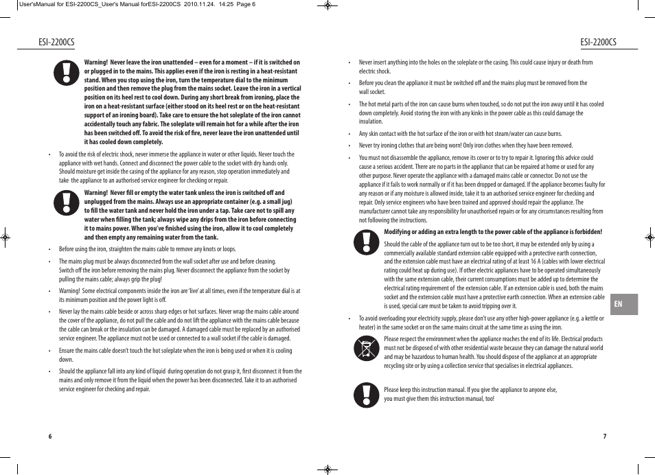 Esi-2200cs | Dyras ESI-2200CS User Manual | Page 4 / 39