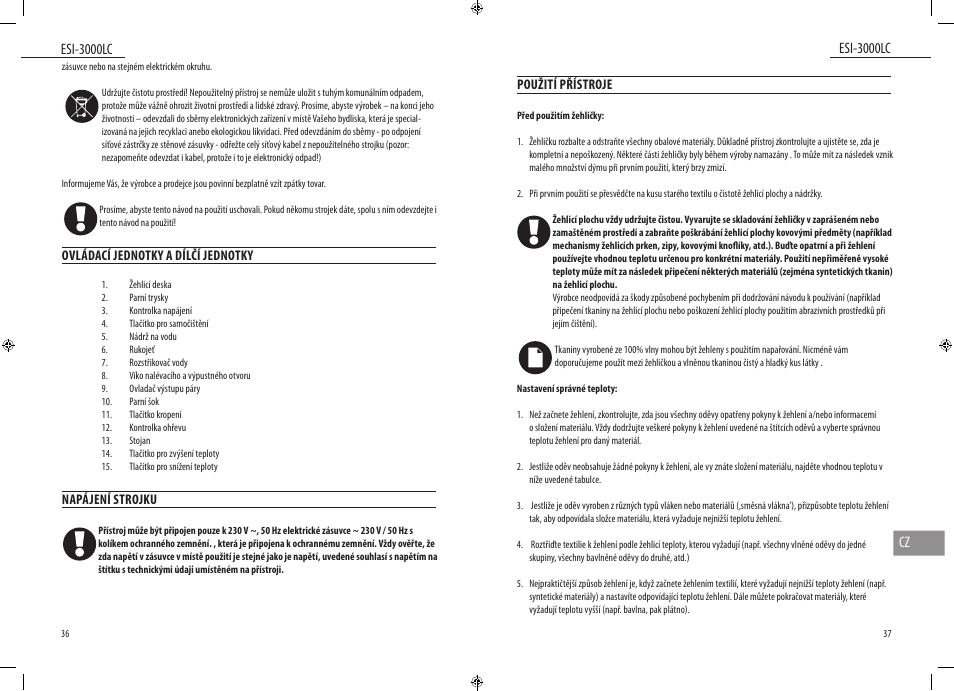 Esi-3000lc, Esi-3000lc cz | Dyras ESI-3000LC User Manual | Page 19 / 37