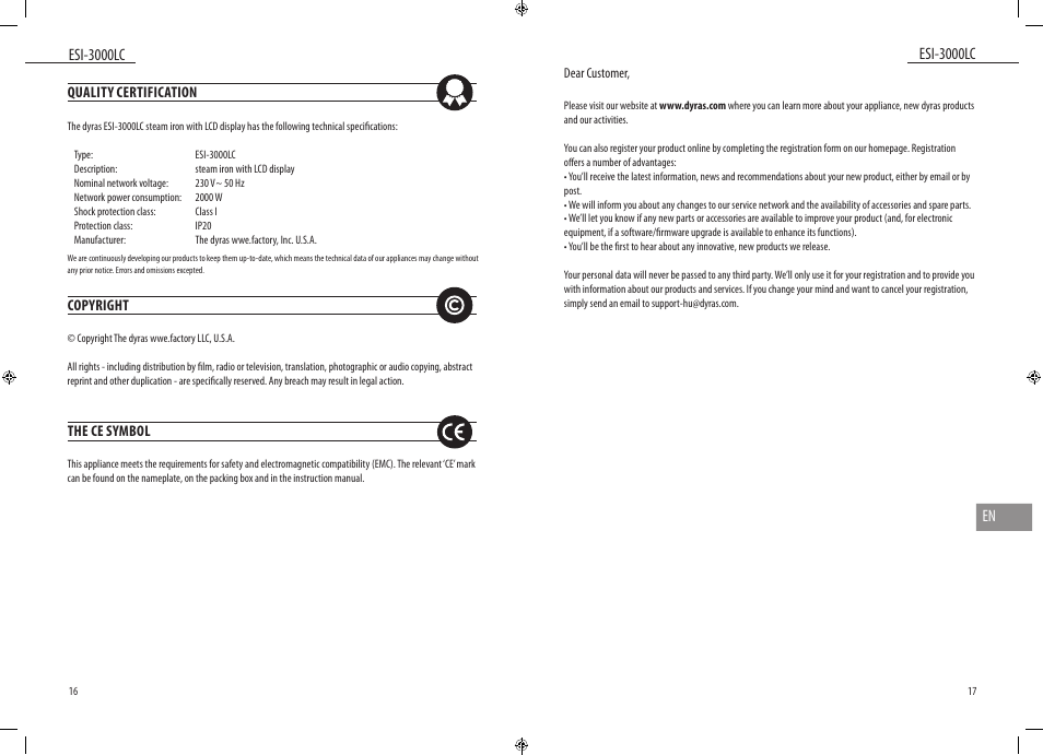 Dyras ESI-3000LC User Manual | Page 9 / 37