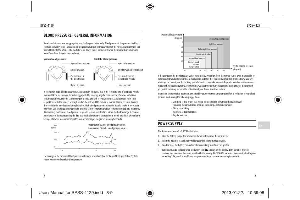 Power supply, Blood pressure - general information | Dyras BPSS-4129 User Manual | Page 5 / 31